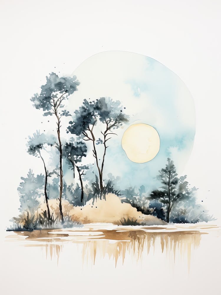 Watercolour Of Praia Da Marinha   Algarve Portugal 3