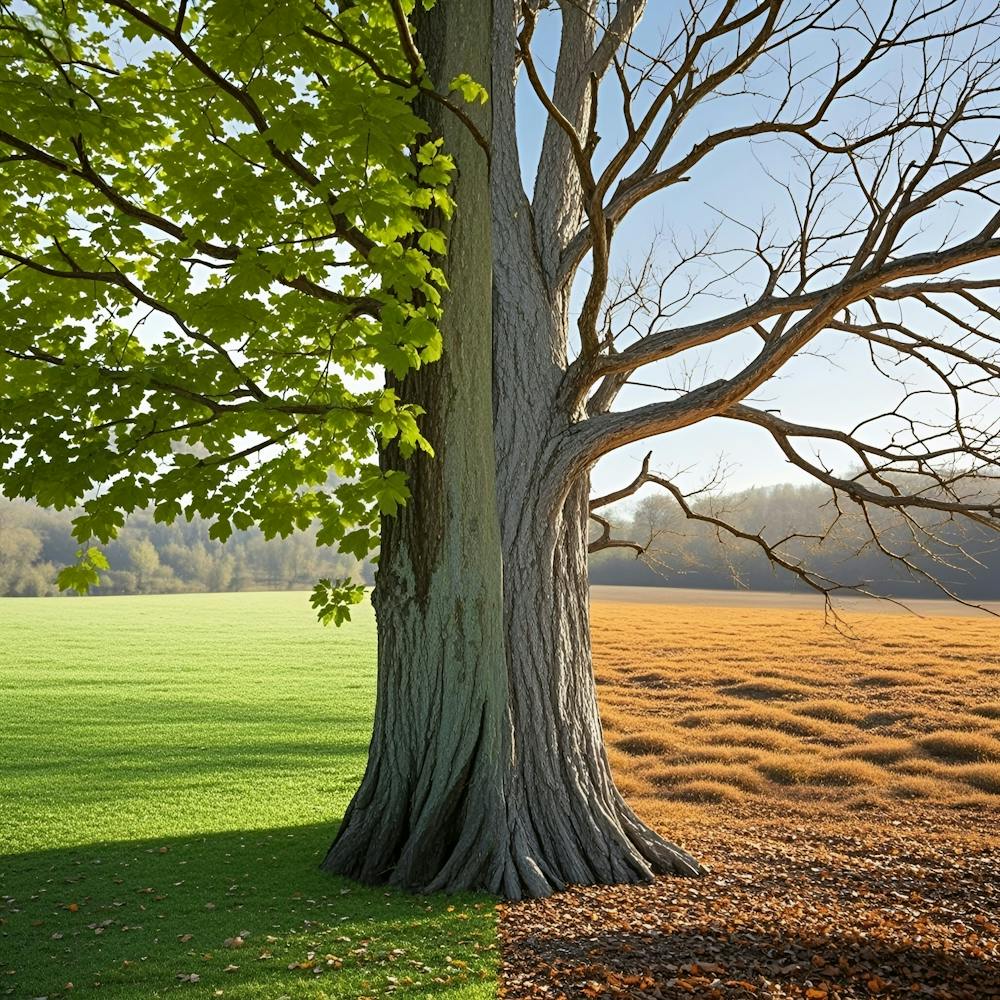 Zwei Bäume In Einem Feld