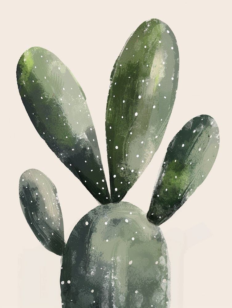 Bunny Ear Cactus Minimalist Abstract Illustration 3