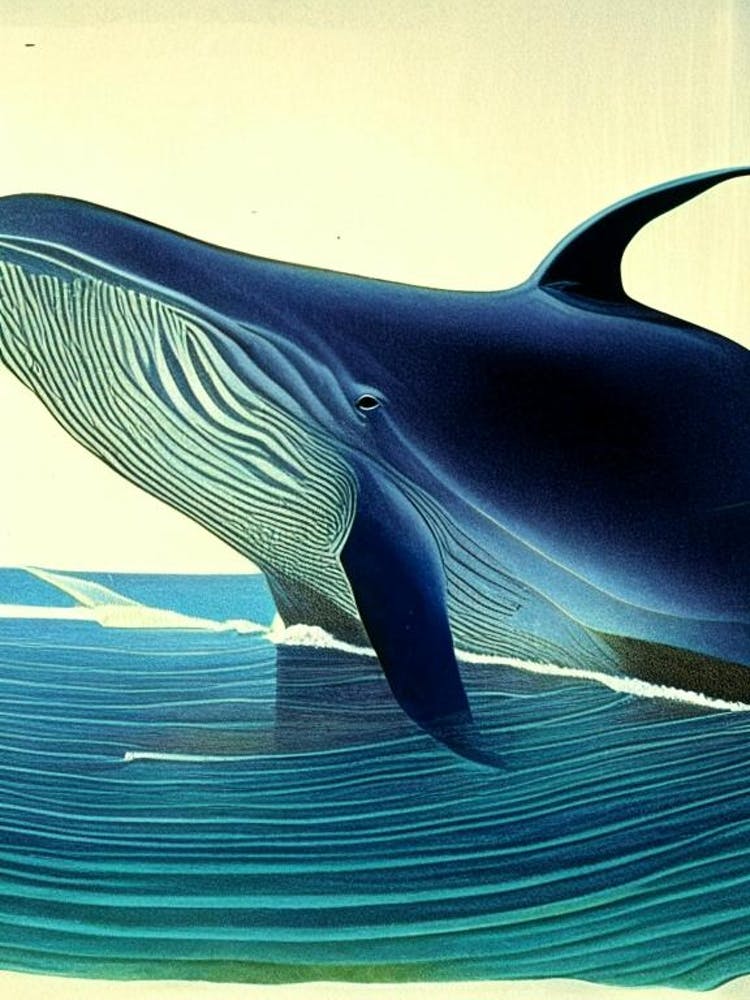 Fin Whale Retro Illustration
