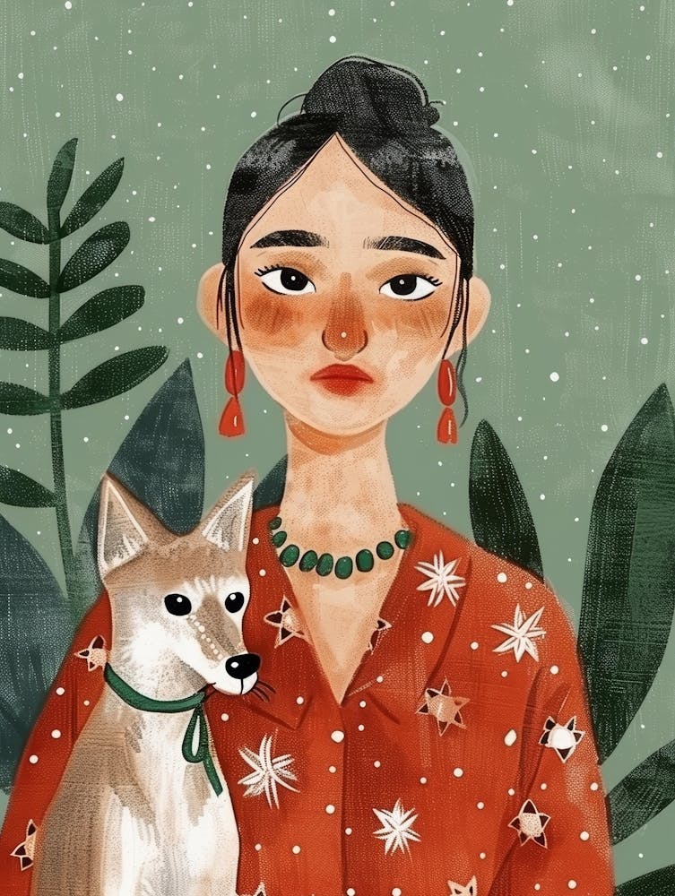 Mexican Girl With Dog