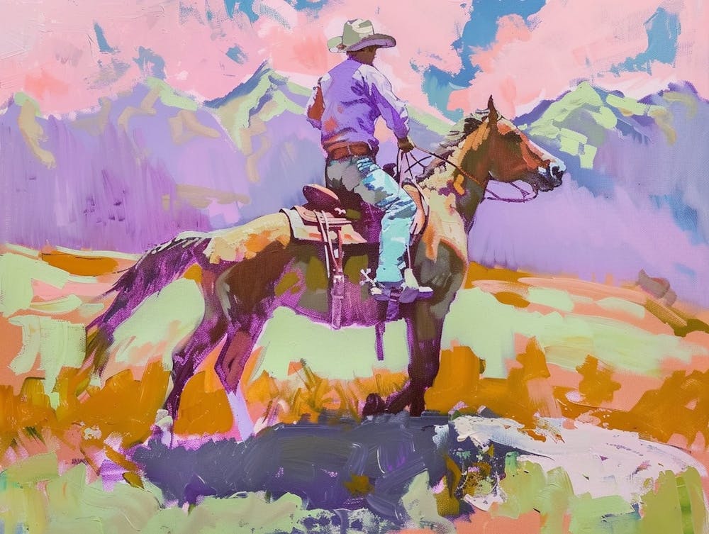 Neon Cowboy In Sierra Nevada 2 Painting