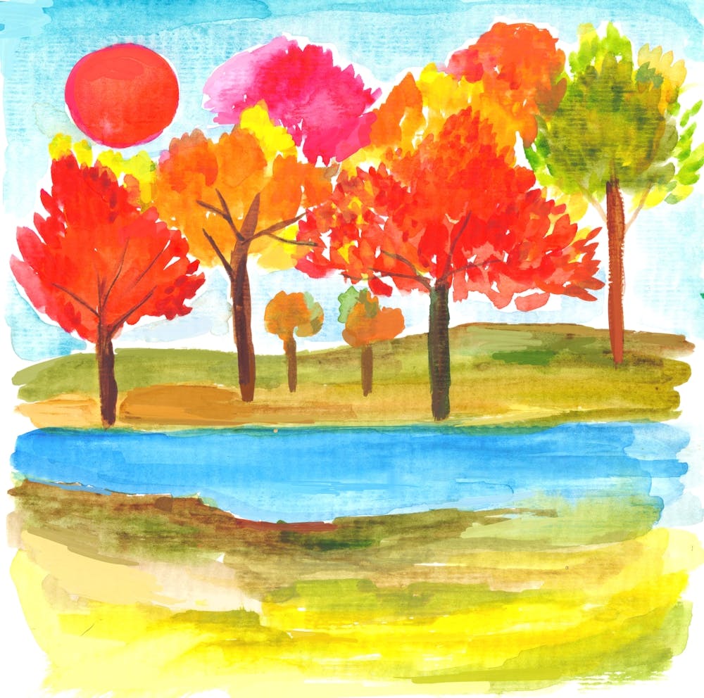 Watercolor Autumn Trees