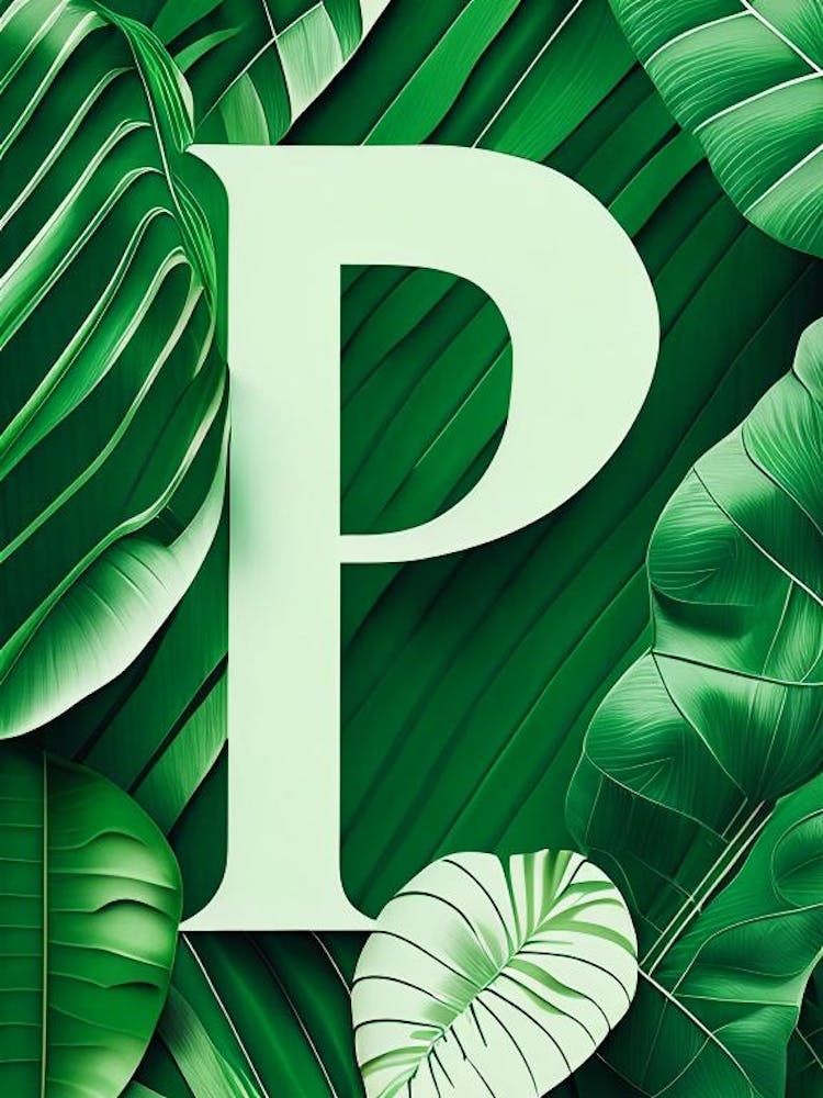 P, Letter, Alphabet Jungle Leaf 1