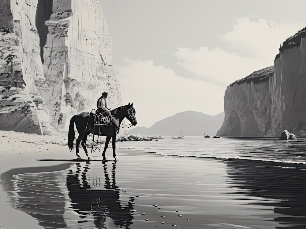 A Horse Oil Painting In Navagio Beach (Shipwreck Beach), Greece, Landscape 4
