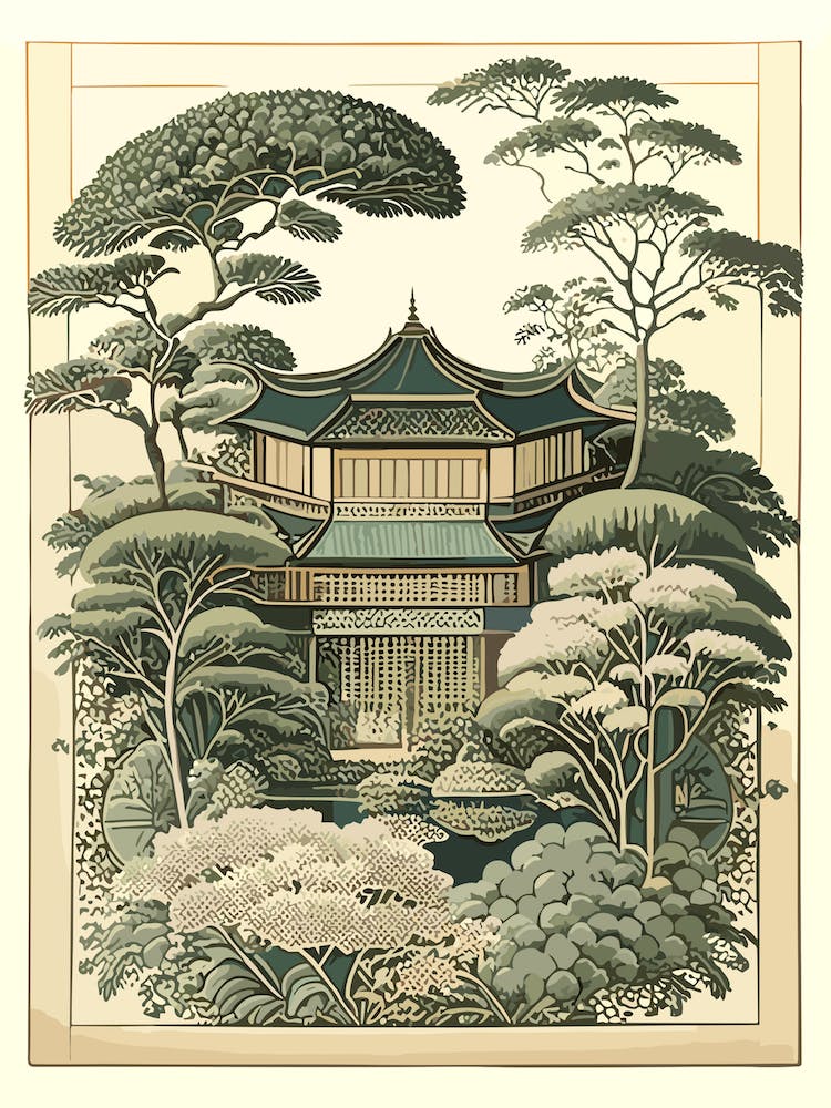 Katsura Imperial Villa, Japan Vintage Botanical
