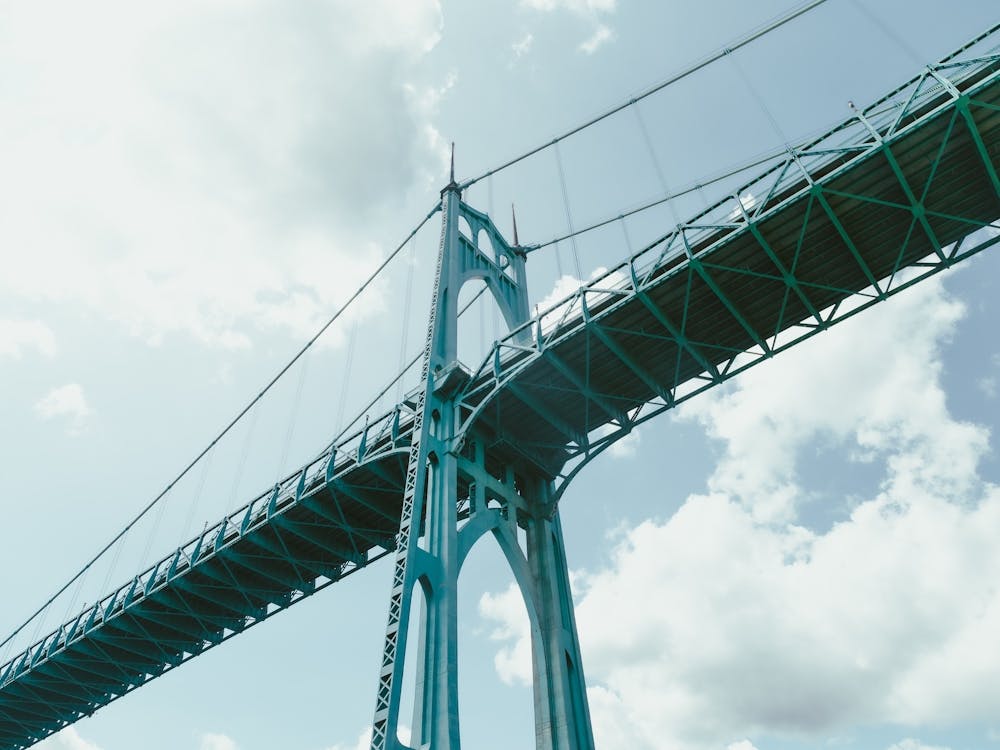 St Johns Bridge Portland Oregon Sunny Day