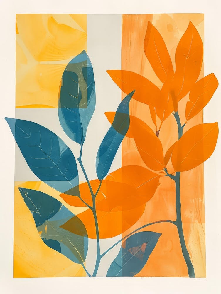 Orange And Blue Leaves