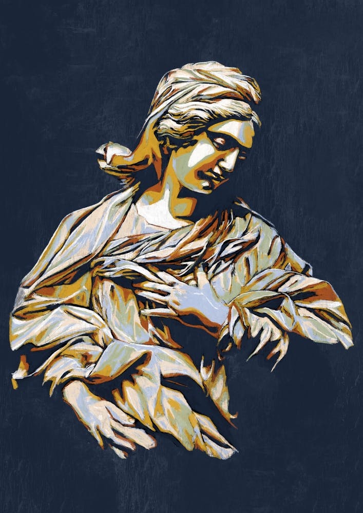 Maria Annunciata Marble Statue In Colour
