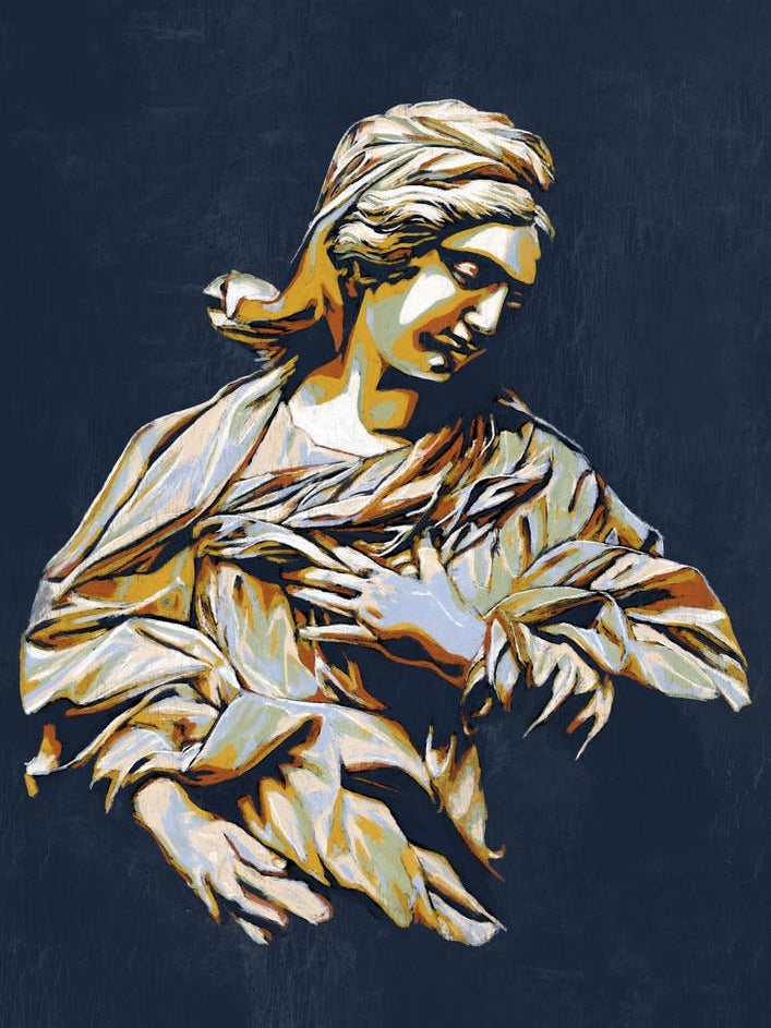 Maria Annunciata Marble Statue In Colour