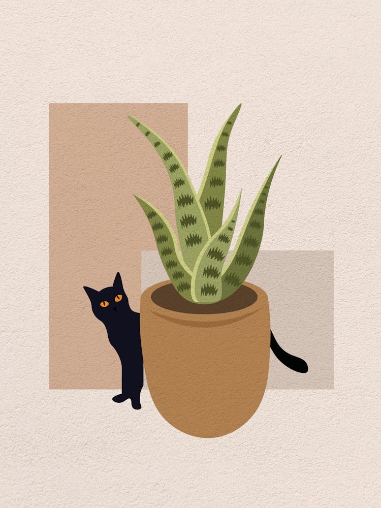 Minimal art of cat behind the door 1