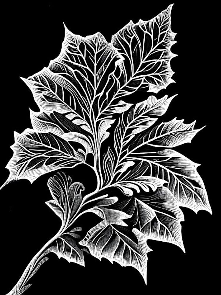 Cherry Leaf Linocut 2