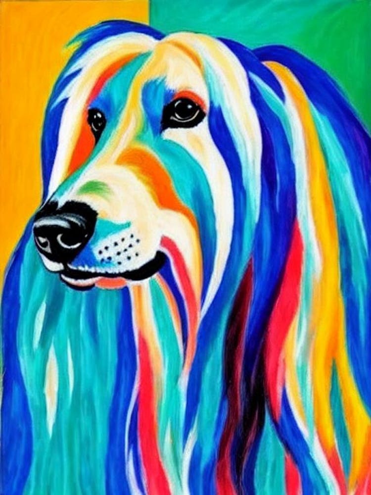 Afghan Hound 3 Fauvist Style Dog