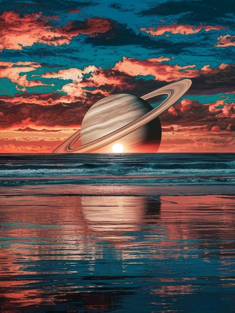 Saturn Bei Sonnenuntergang