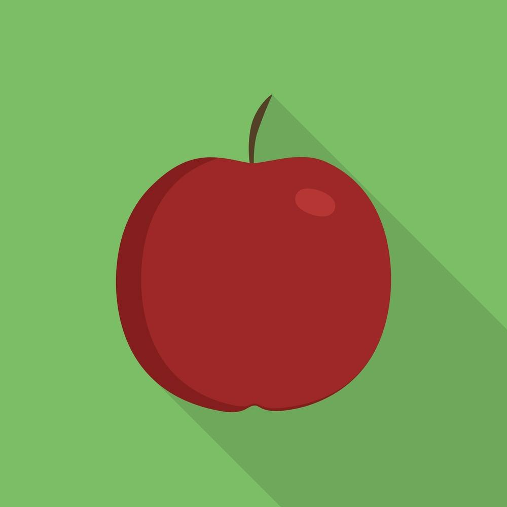 Red Apple Icon In Flat Long Shadow Design 1