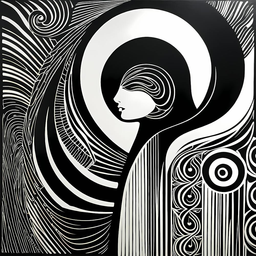 A Linocut inspired woman art, 126