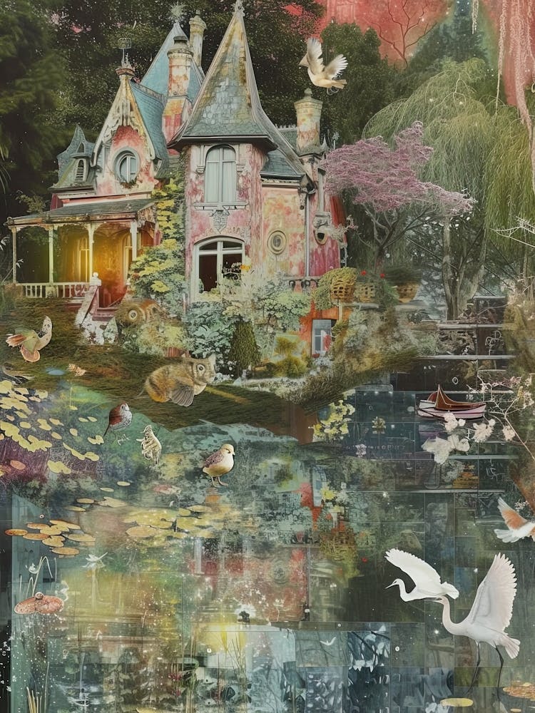 Collage Pond Monet Fairies Scrapbook 3