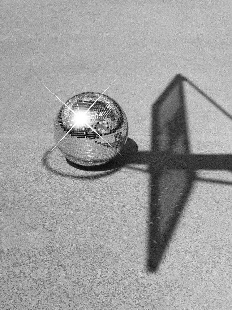 Dunkin’ Disco - Basketball Hoop And Shiny Discoball - Black White Film Photography