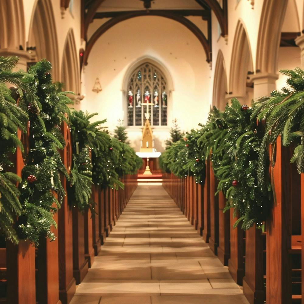 Christmas Garlands In A Church