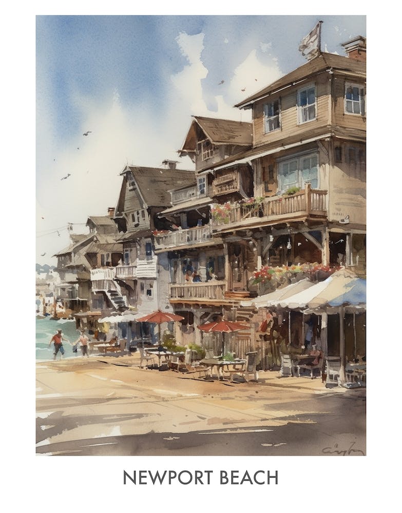 Newport Beach Aquarell 3 Reiseplakat