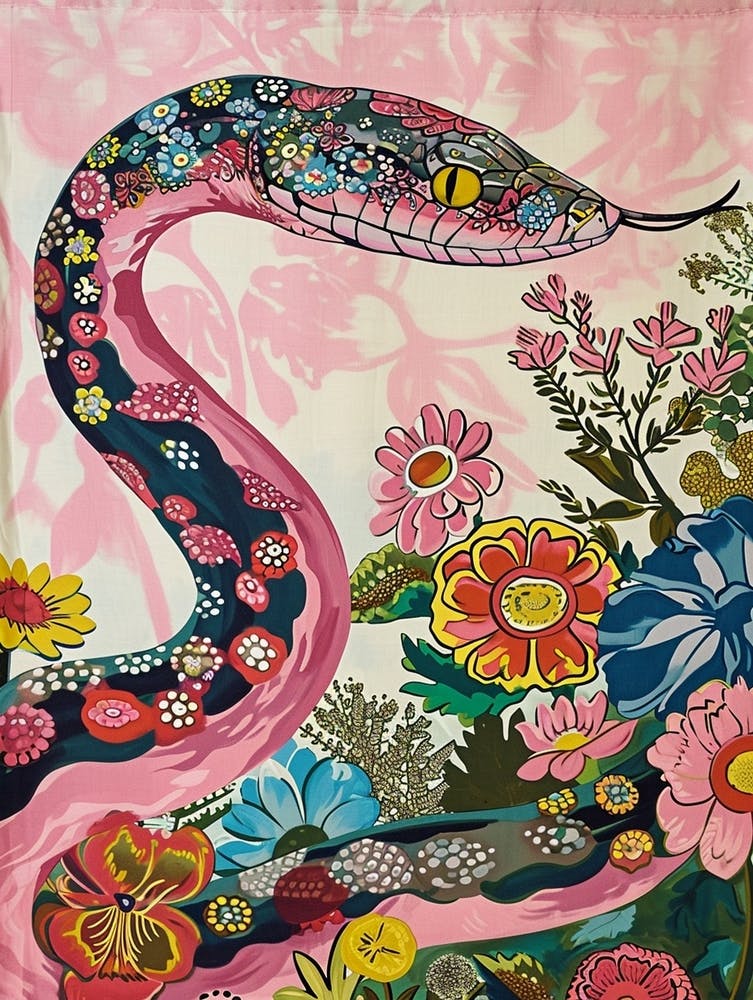 Floral Animal Painting Snake 1
