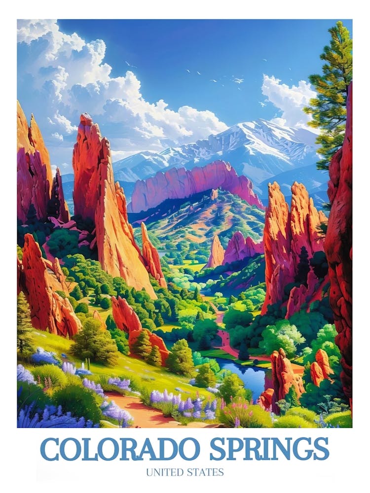 Colorado Springs Art Pikes Peak Print Garden Of The Gods Art Colorado Springs Gift Pikes Peak Poster Colorado Springs Poster