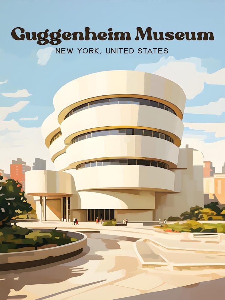 Guggenheim Museum New York USA Architecture Travel Illustration