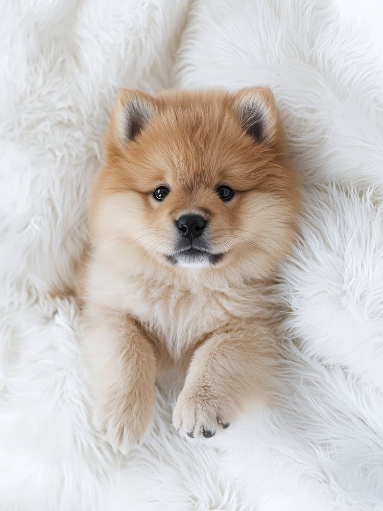 Pomeranian Puppy.Generated AI. Wall 1