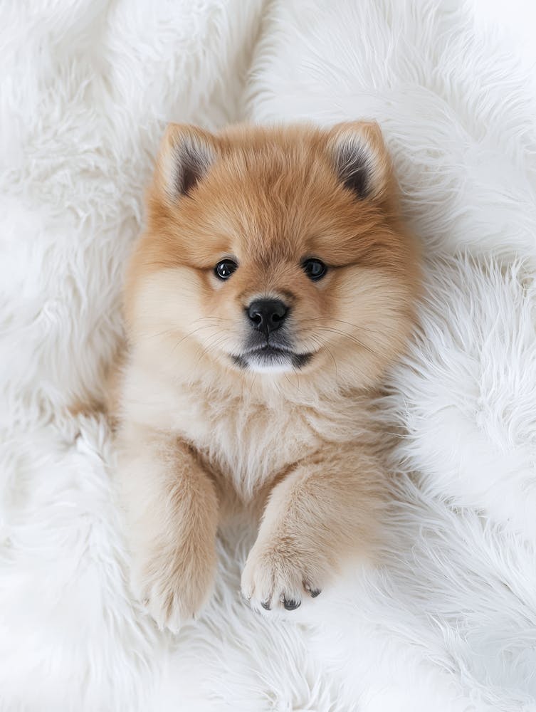 Pomeranian Puppy.Generated AI. Wall 1