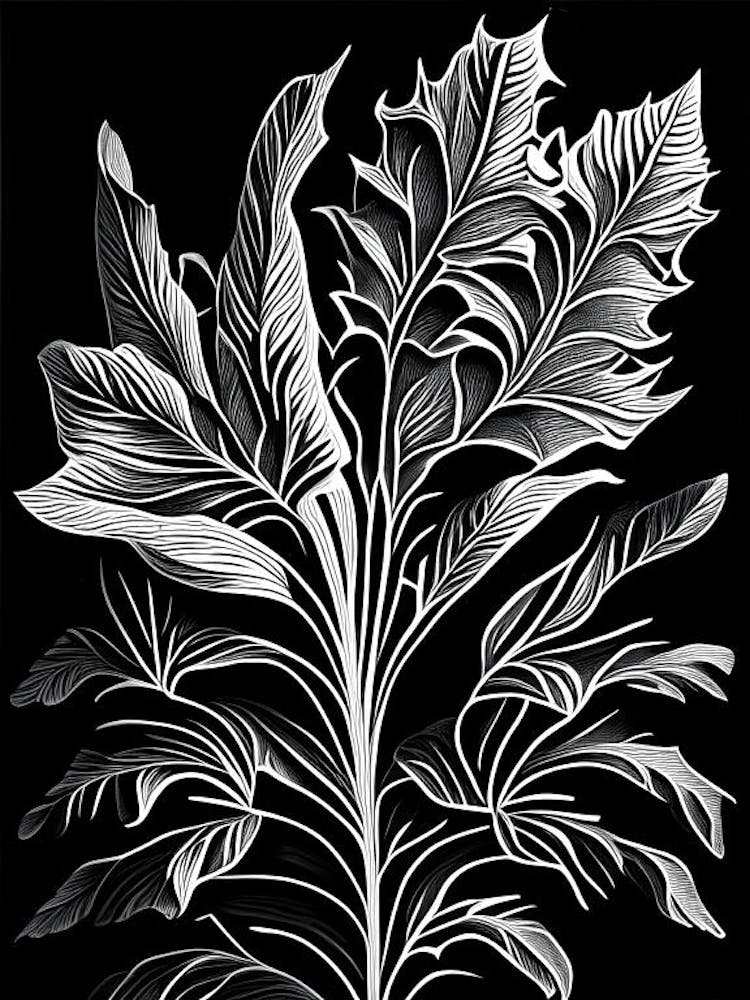 Lobelia Leaf Linocut 1