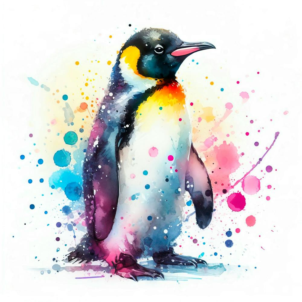 Penguin Watercolor Painting