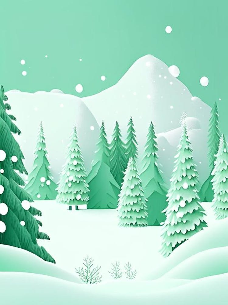 Winter Scenery, Snowflakes, Kids Illustration 1