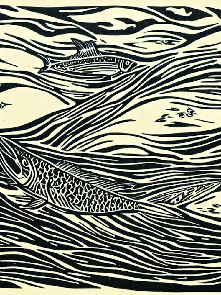 Atlantic Sturgeon Linocut