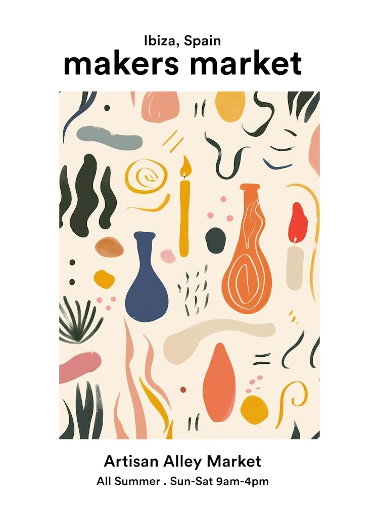 Ibiza, Spain Artisan Alley Market Poster