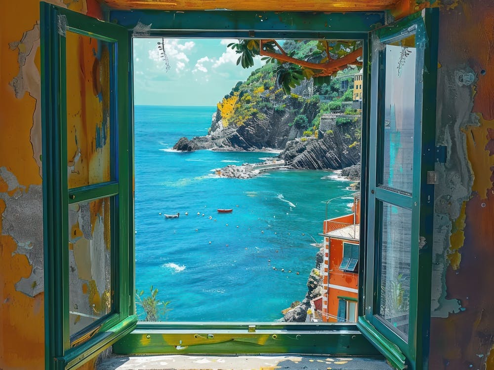 Cinque Terre From The Window View Painting 3