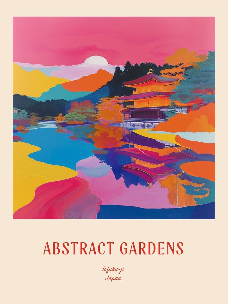 Colourful Gardens Tofuku Ji Japan 3 Red Poster