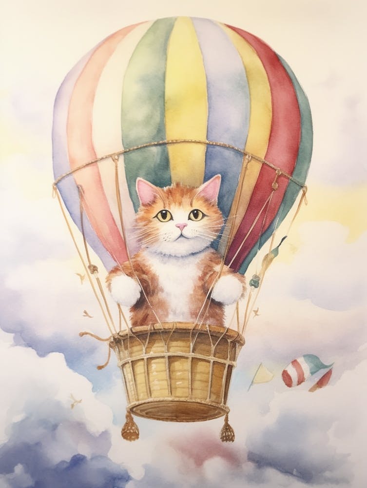 Baby Cat 2 In A Hot Air Balloon