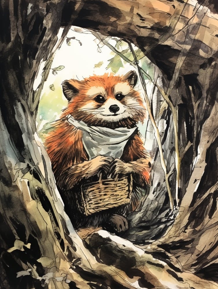 Storybook Animal Watercolour Red Panda 1