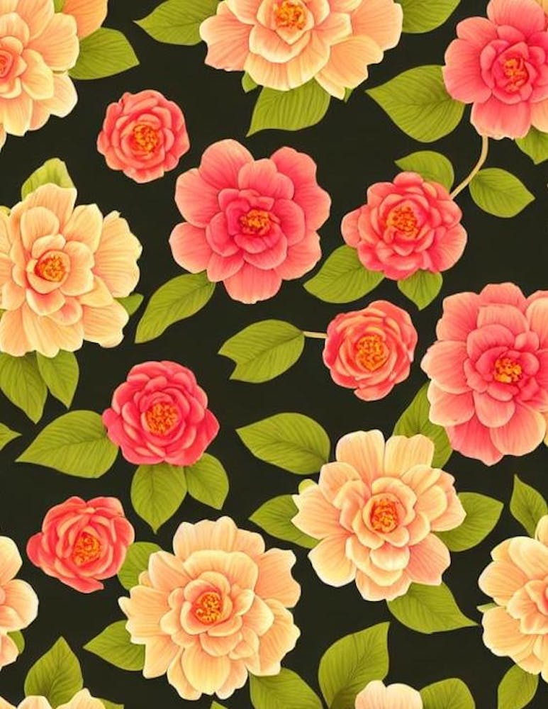 Camellia Repeat Retro Flower