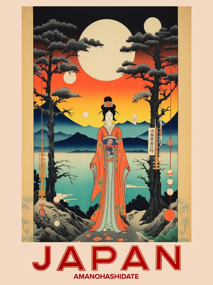 Amanohashidate, Visit Japan Vintage Travel Art 2