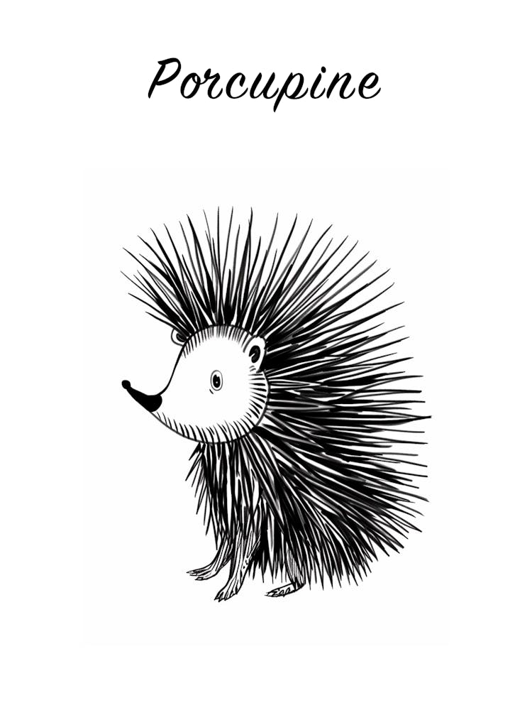 B&W Porcupine Poster