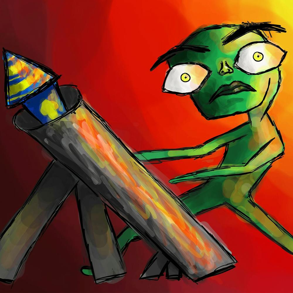 Green Alien With A Gun