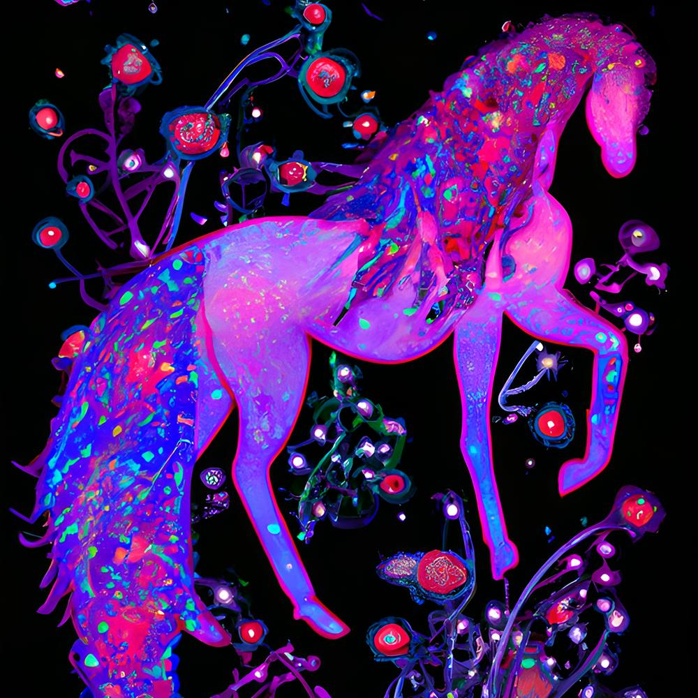 Purple Floral Horse Silhouette