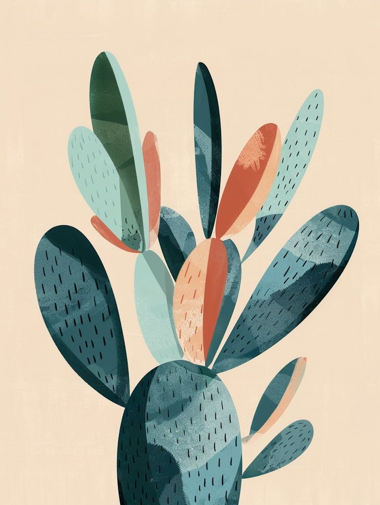 Hasenohr-Kaktus Minimalistische Abstrakte Illustration 1 Art Print by Petal  Pigments – Fy!