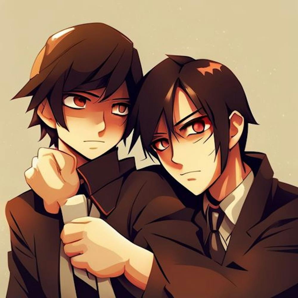 Two Anime Characters Hugging