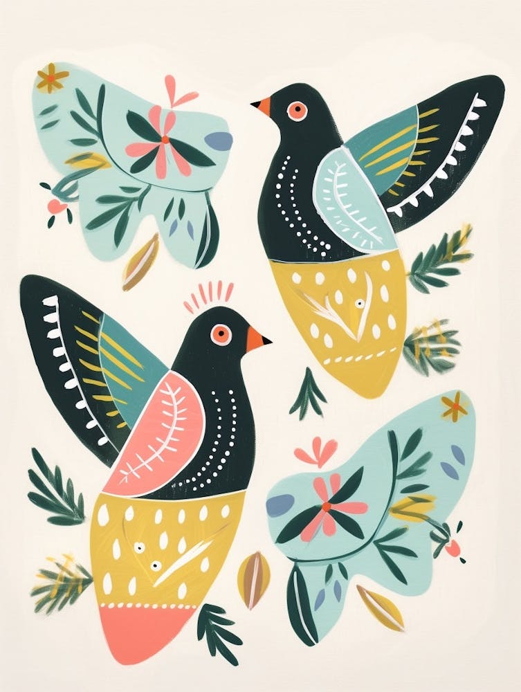 Folk Style Bird Painting Dove 2