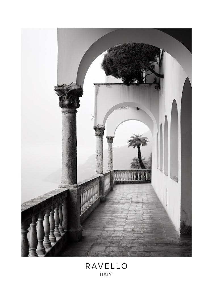 Poster Of Ravello, Italy, Black And White Analogue Photography 1