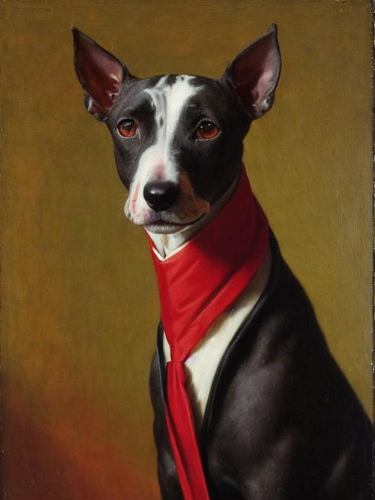 American Hairless Terrier Renaissance Portrait Oil Painting