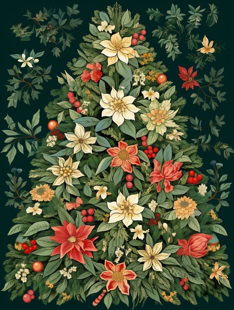 William Morris Style Christmas Tree 8