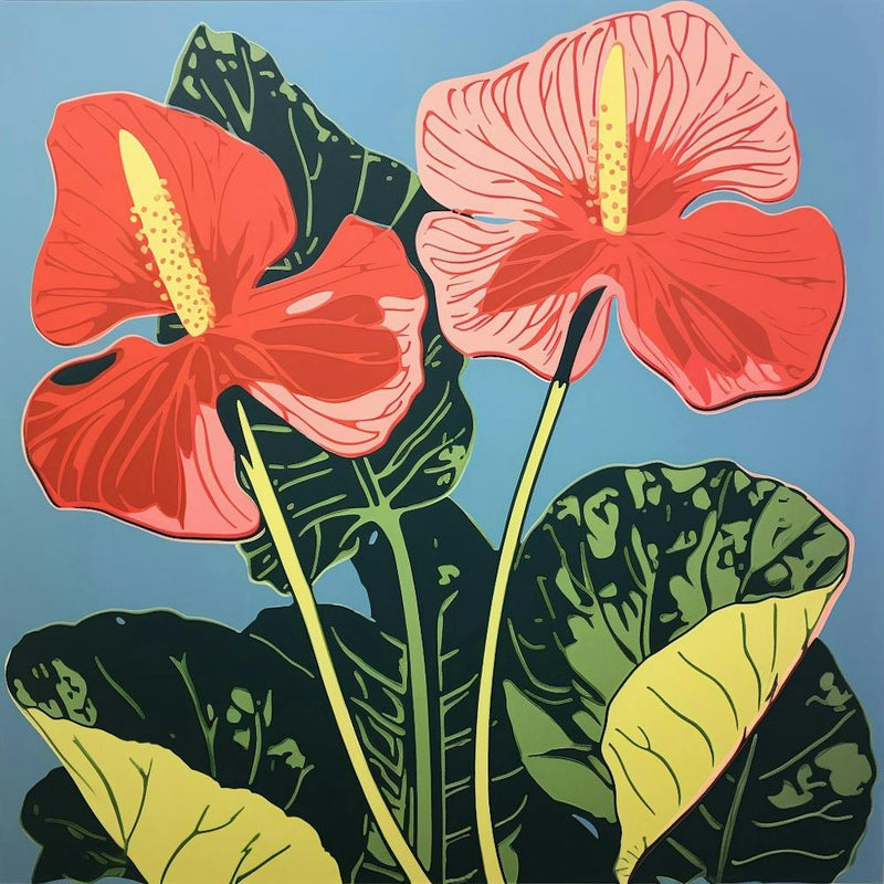 Flamingo Flower 2 Pop Art Illustration Square